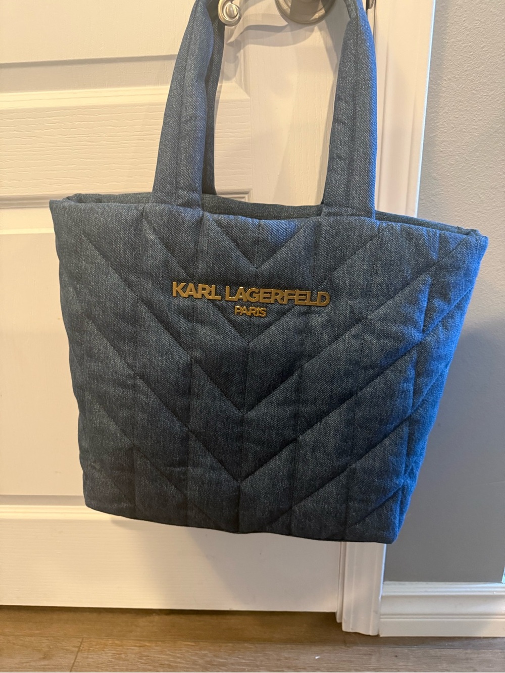 Karl Lagerfeld Quilted Denim Tote Bag - Blue